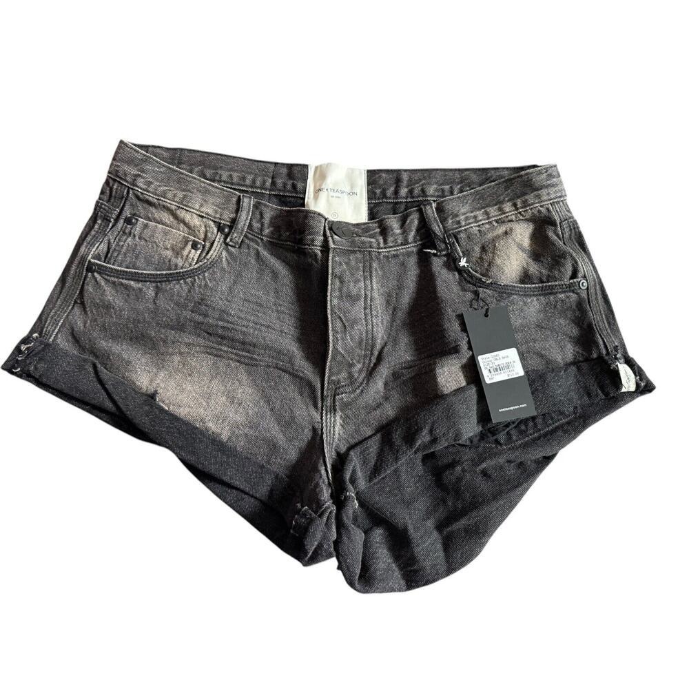 One Teaspoon Double Bass Black Bandits Low Waist Denim Shorts Size 31 NEW